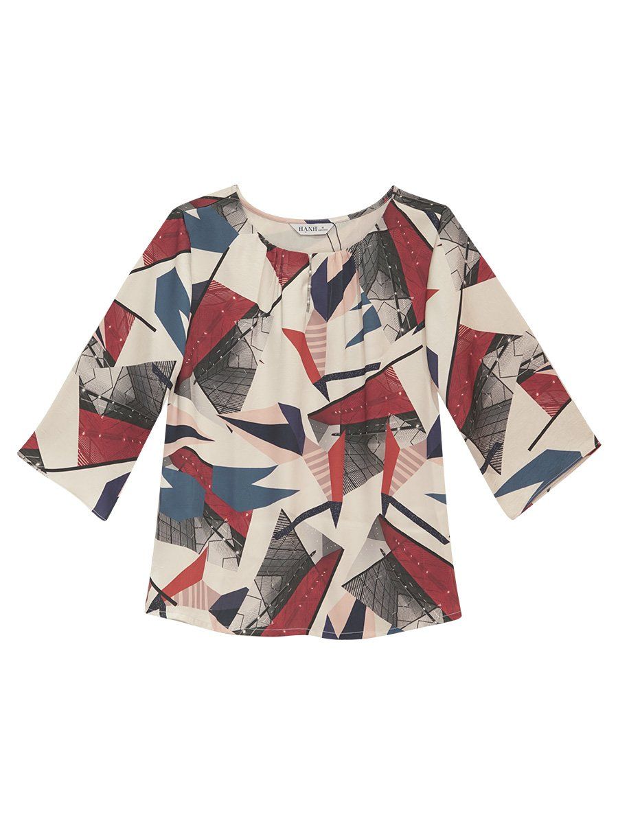  HẠNH -  Áo cổ tròn cách điệu, kết hạt, tay ngắn 2486/5.408 