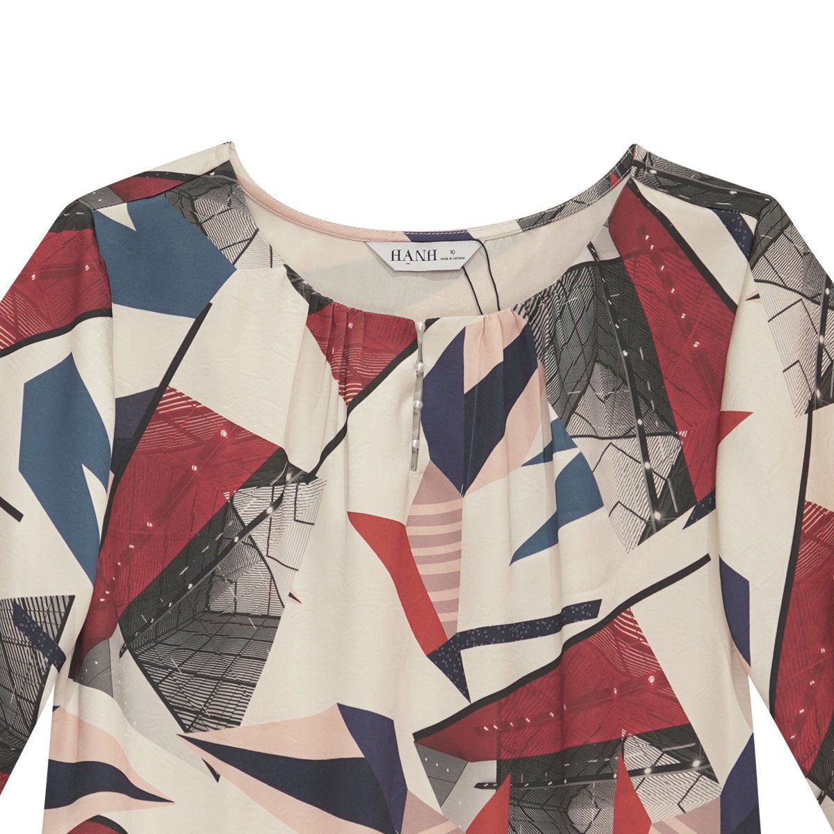  HẠNH -  Áo cổ tròn cách điệu, kết hạt, tay ngắn 2486/5.408 