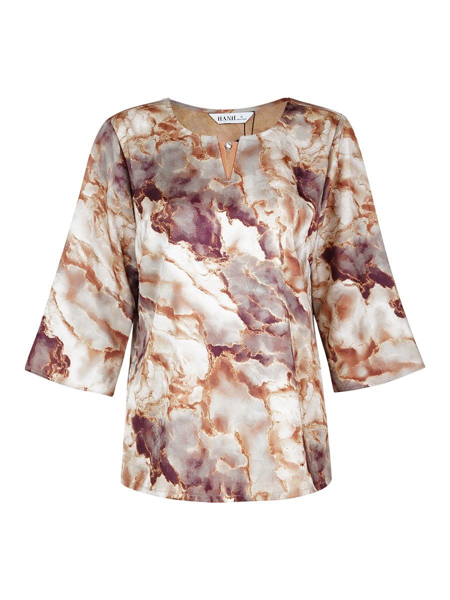  HẠNH - Áo kiểu cổ tròn đính hạt tay lỡ chất liệu Lụa Mẫu Đơn 2489/5.463 