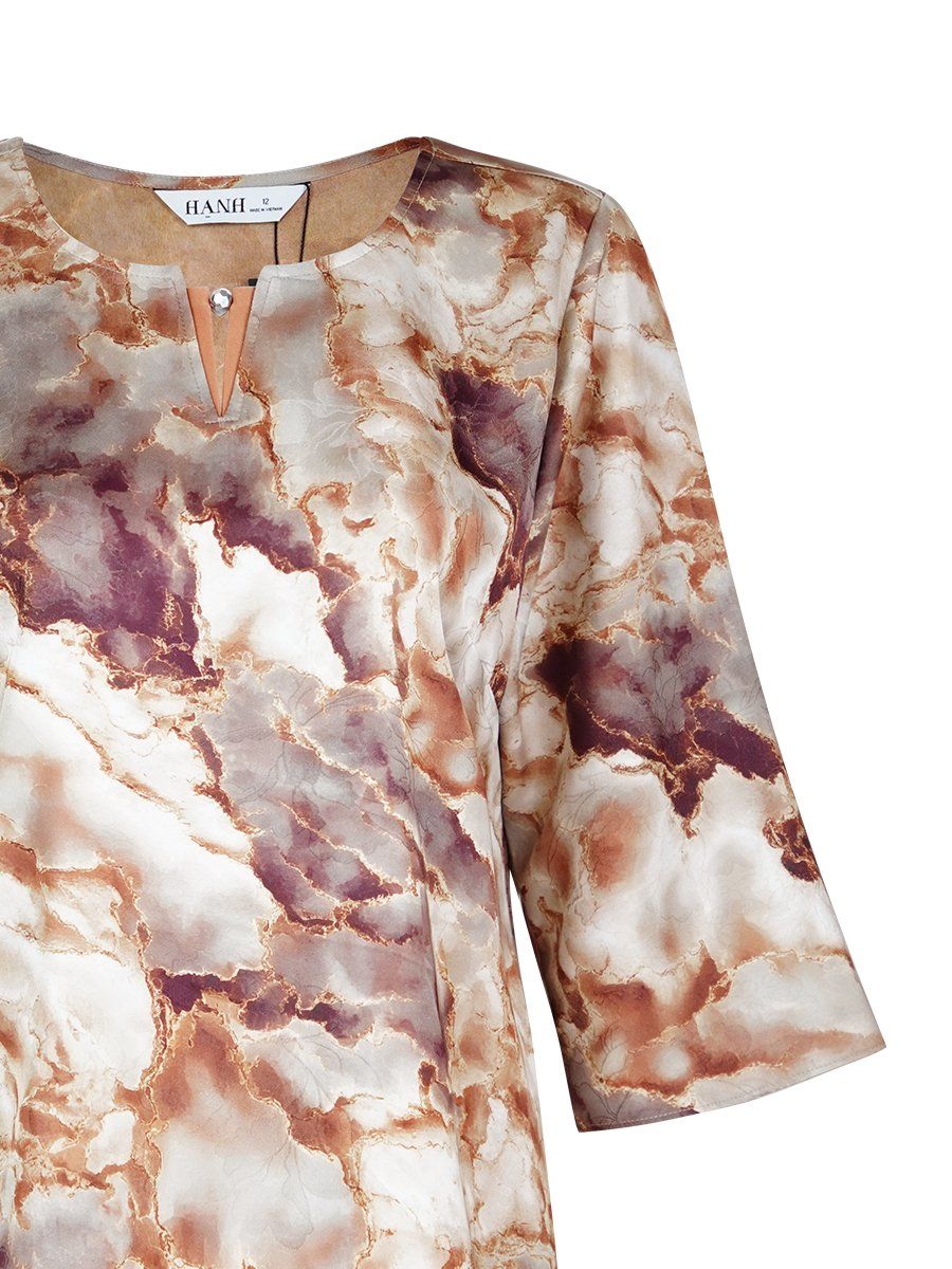  HẠNH - Áo kiểu cổ tròn đính hạt tay lỡ chất liệu Lụa Mẫu Đơn 2489/5.463 