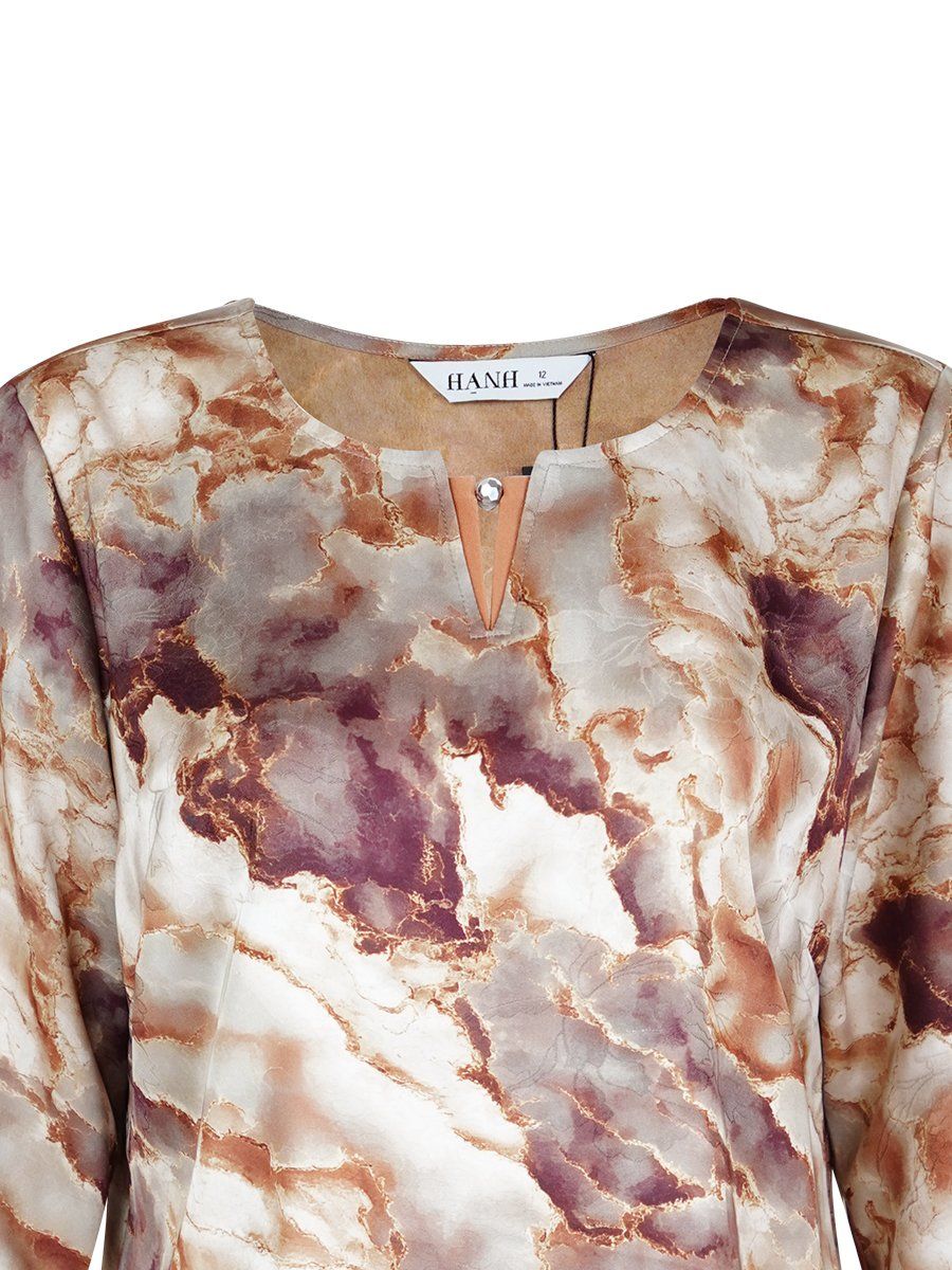  HẠNH - Áo kiểu cổ tròn đính hạt tay lỡ chất liệu Lụa Mẫu Đơn 2489/5.463 