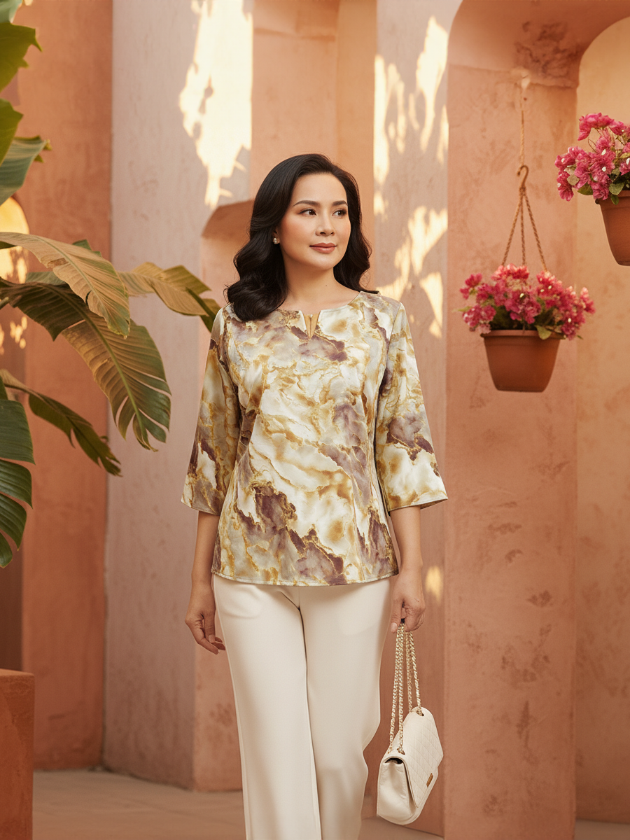  HẠNH - Áo kiểu chất liệu lụa Mẫu Đơn 2489/5.466 