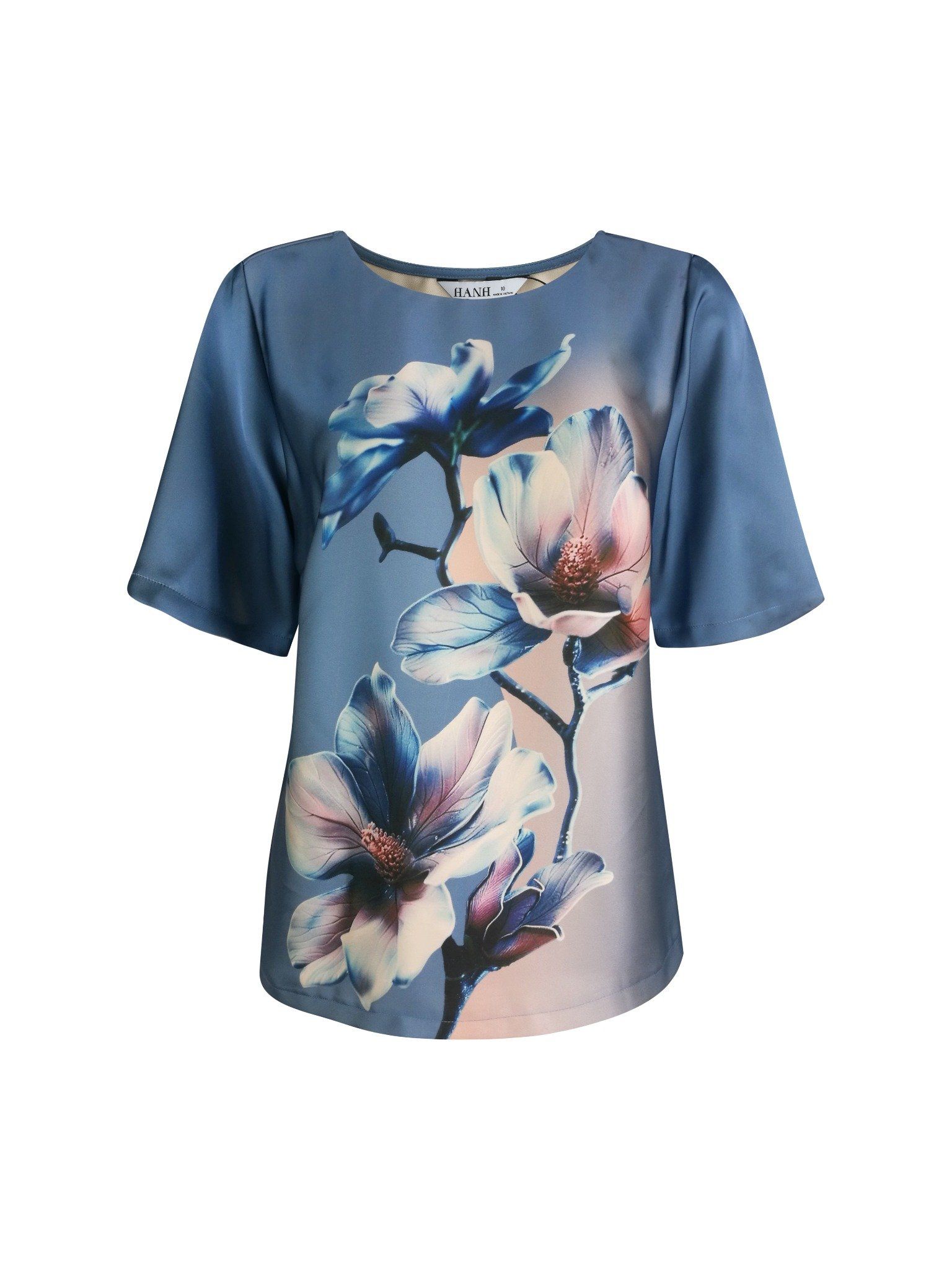  HẠNH - Áo kiểu cổ tròn tay ngắn chất liệu lụa Tô Châu 2491/4.439 