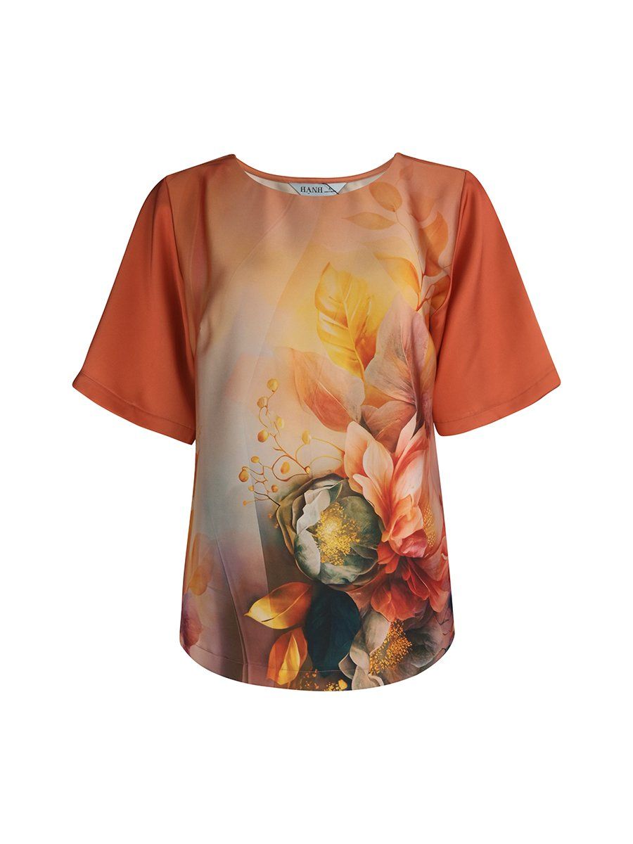  HẠNH - Áo kiểu cổ tròn tay ngắn chất liệu lụa Tô Châu 2491/4.441 