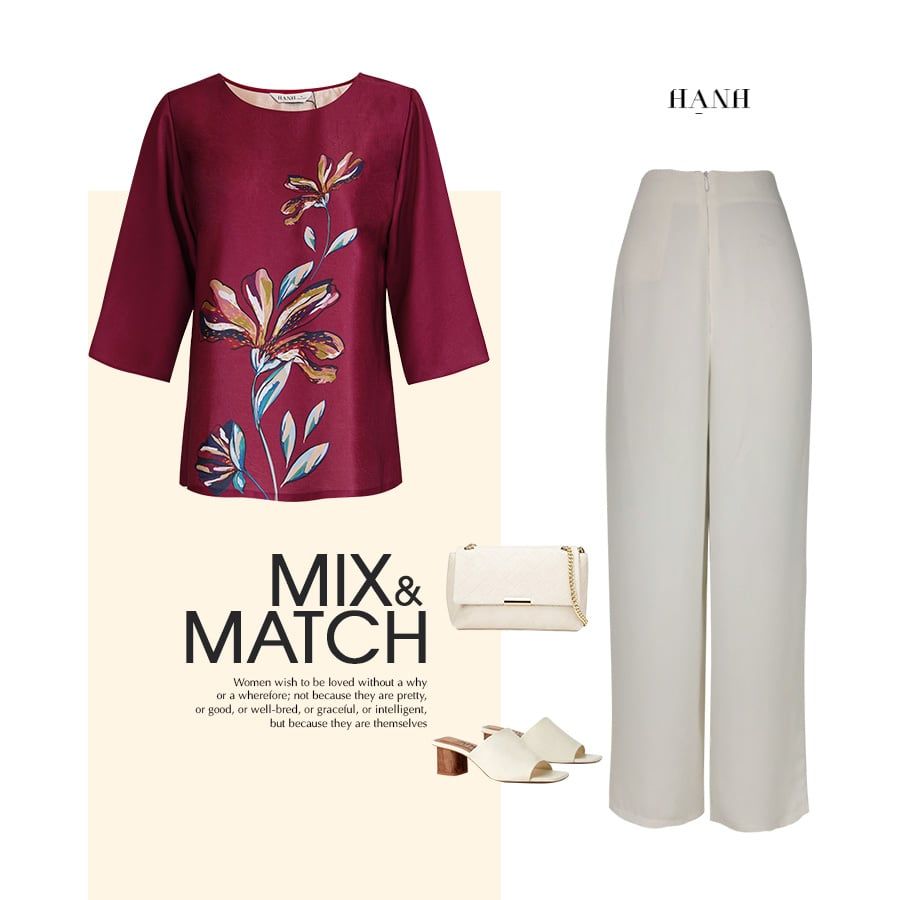  HẠNH - Áo kiểu cổ tròn tay lỡ chất liệu lụa canvan in họa tiết hoa 2491/5.412 