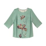  Hạnh - Áo kiểu trung niên cổ tròn tay lỡ chất liệu lụa Canvan in họa tiết 3D 2491/5.414 