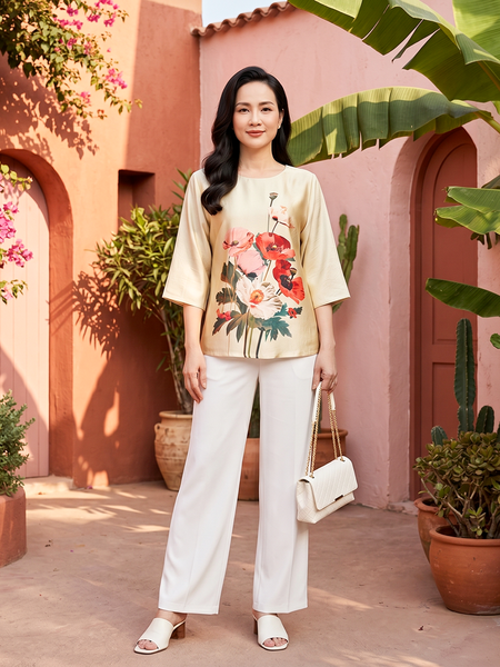  HẠNH - Áo kiểu chất liệu lụa canvas 2491/6.107 