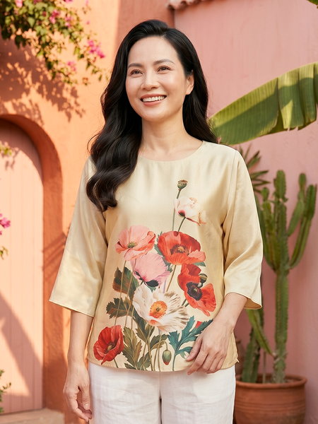  HẠNH - Áo kiểu chất liệu lụa canvas 2491/6.107 