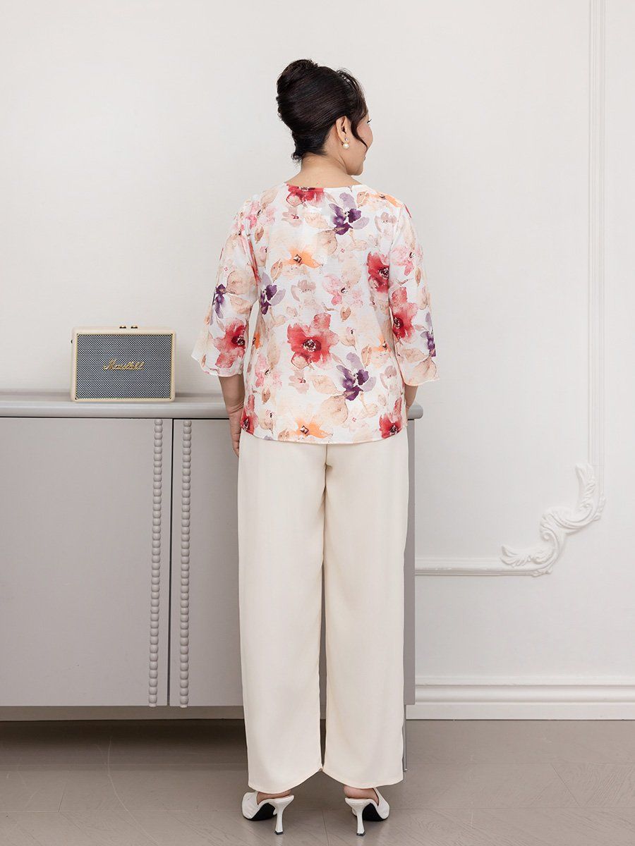  Hạnh Áo cổ xẻ V viền kết hạt, tay lửng 25412/5.270 