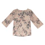  Hạnh Áo viền cổ xẻ lá trầu đính hạt châu, in họa tiết hoa lá, tay lửng 25415/5.257 