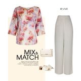  HẠNH - Áo kiểu cổ tròn đính nút bọc tay lỡ chất liệu lụa Mẫu Đơn 25417/5.378 