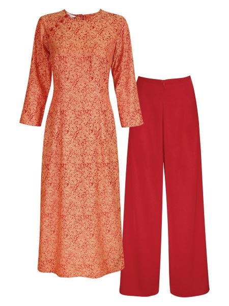  HẠNH - Set bộ áo dài cổ tròn đính nút bọc chất liệu Gấm 25419/5.304 