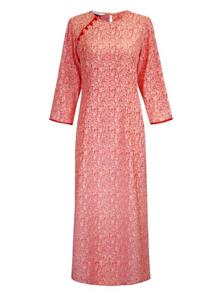  HẠNH - Áo dài cổ tròn đính nút bọc chất liệu gấm 25419/5.539 