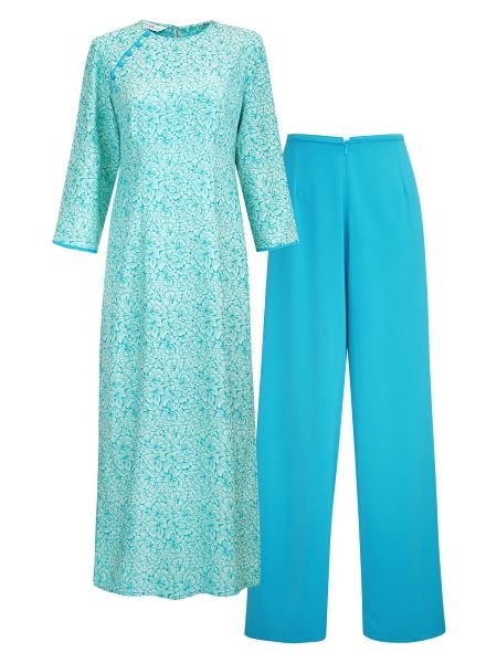  HẠNH - Áo dài cổ tròn đính nút bọc chất liệu gấm 25419/5.540 