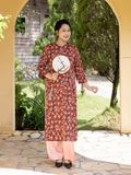 Hạnh - Bộ áo dài thiết kế cổ tròn chất liệu lụa mẫu đơn in họa tiết 25420/5.294 