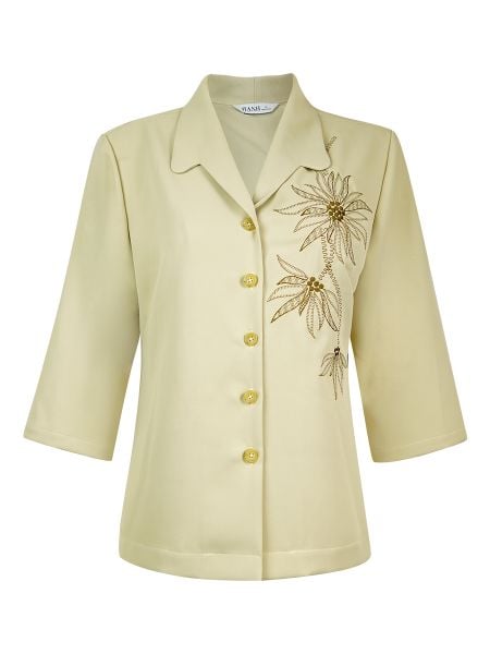  HẠNH - Bộ quần dài áo cổ vest tay lỡ chất liệu lụa mango thêu hoa 25421/5.446 