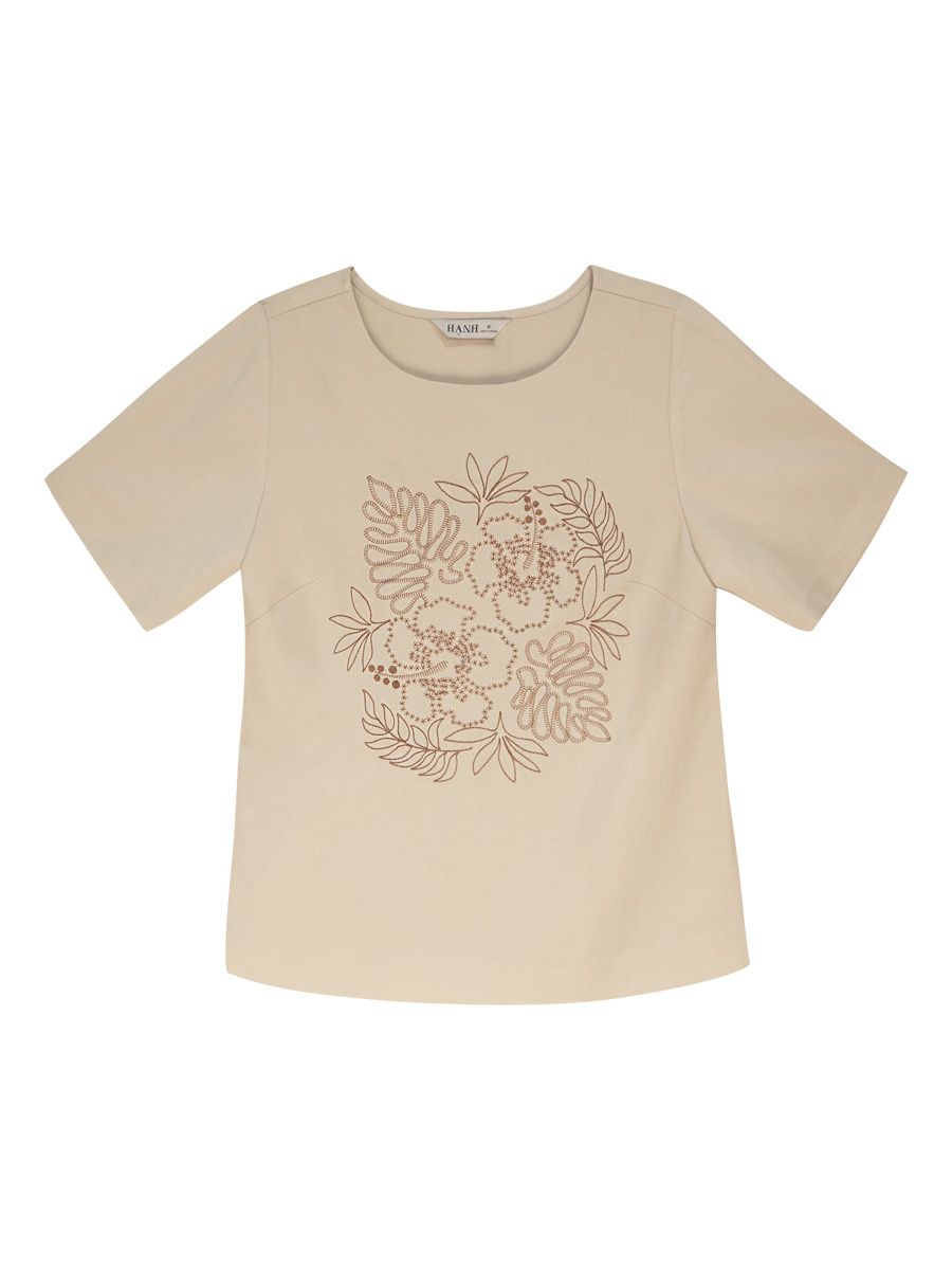  Hạnh Bộ quần thêu hoa hòa quyện lá,  tay ngắn 3413/5.148 