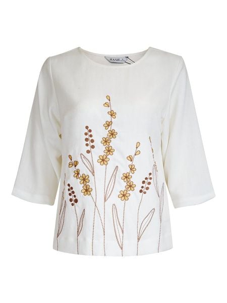  HẠNH - Bộ quần dài cổ tròn tay lỡ chất liệu linen thêu hoa 3413/5.239 