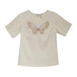  Hạnh - Áo kiểu trung niên cổ tròn tay ngắn chất liệu linen thêu họa tiết 3413/5.289 