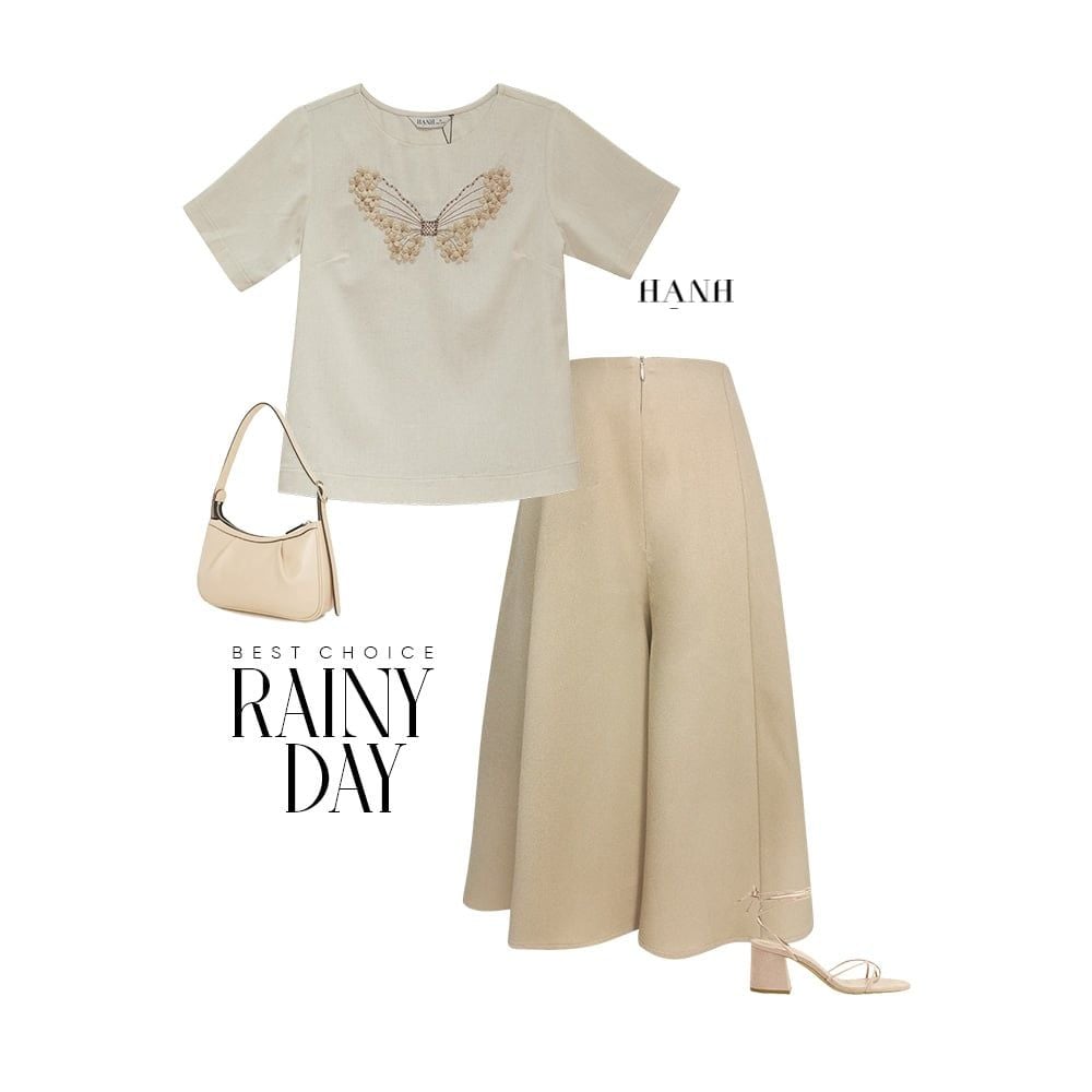  Hạnh - Áo kiểu trung niên cổ tròn tay ngắn chất liệu linen thêu họa tiết 3413/5.289 