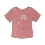  Hạnh Áo cổ tròn thêu họa tiết thêu và đính bông, tay ngắn  3413/5.331/5.314/5.417 