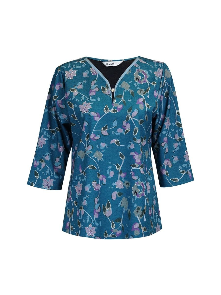  HẠNH - Áo kiểu cổ lá trầu tay lỡ chất liệu thun 2 da 3445/5.493 