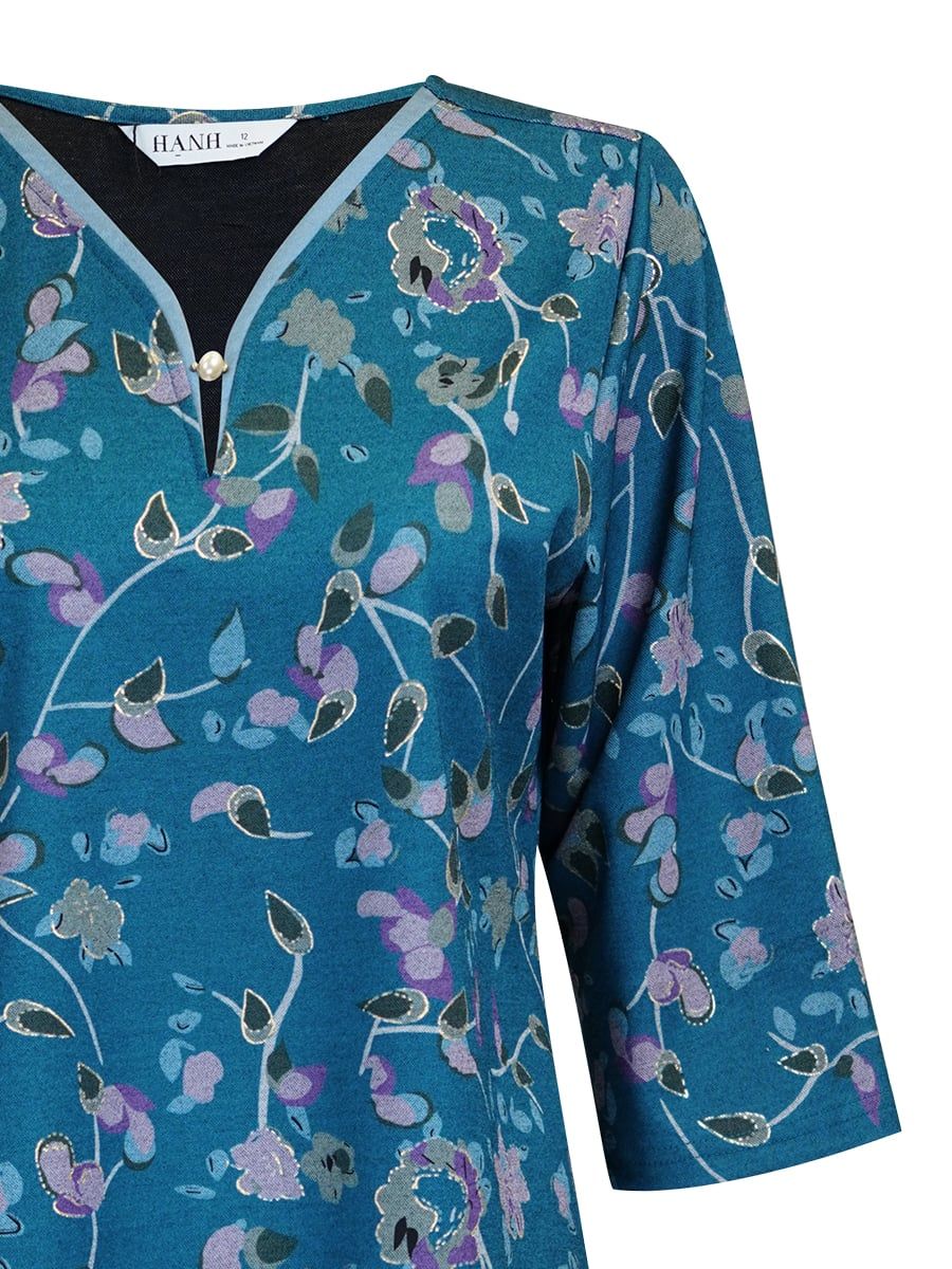  HẠNH - Áo kiểu cổ lá trầu tay lỡ chất liệu thun 2 da 3445/5.493 