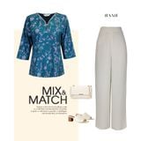  HẠNH - Áo kiểu cổ lá trầu tay lỡ chất liệu thun 2 da 3445/5.493 