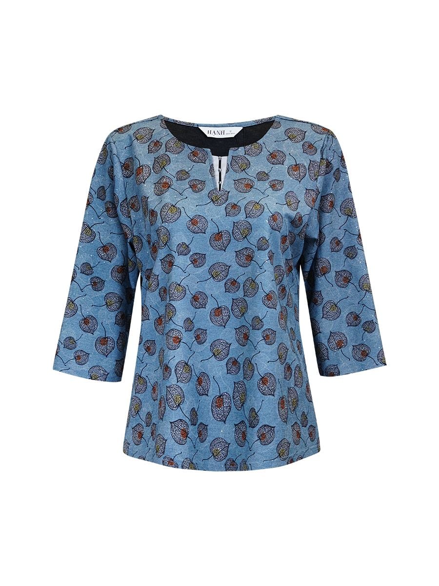  HẠNH - Áo kiểu cổ tròn đính bi tay lỡ chất liệu cotton thun 2 da 3455/5.458 