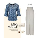  HẠNH - Áo kiểu cổ tròn đính bi tay lỡ chất liệu cotton thun 2 da 3455/5.458 