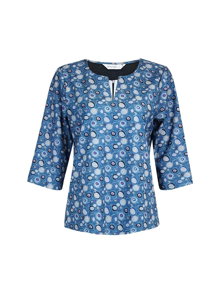  HẠNH - Áo kiểu cổ tròn đính hạt tay lỡ chất liệu thun cotton 2 da 3455/5.460 