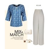  HẠNH - Áo kiểu cổ tròn đính hạt tay lỡ chất liệu thun cotton 2 da 3455/5.460 