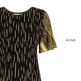  Hạnh Đầm thun suông cổ tròn họa tiết 3D , tay lửng 