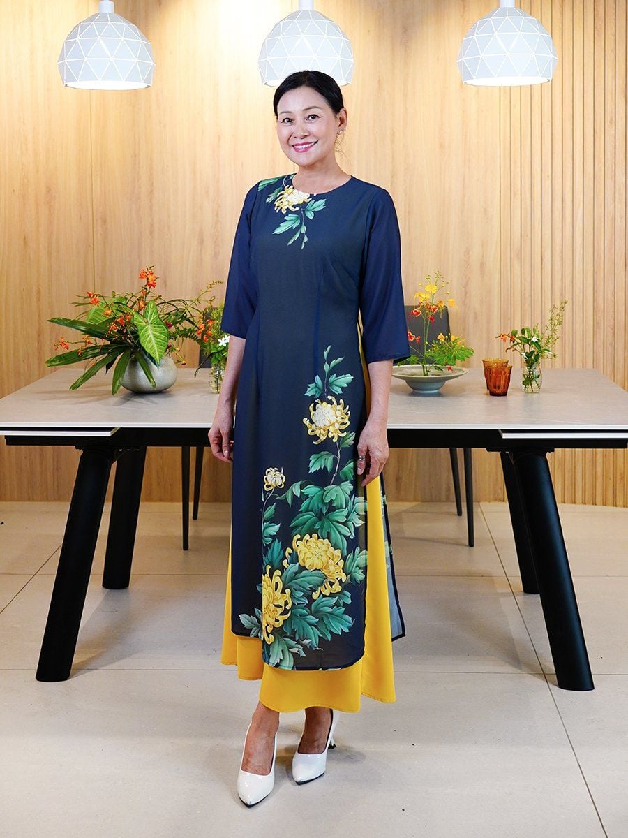  HẠNH - Đầm áo dài cổ tròn tay lỡ chất liệu voan in họa tiết 3638/5.422 