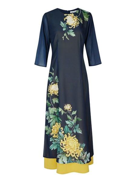  HẠNH - Đầm áo dài cổ tròn tay lỡ chất liệu voan in họa tiết 3638/5.422 