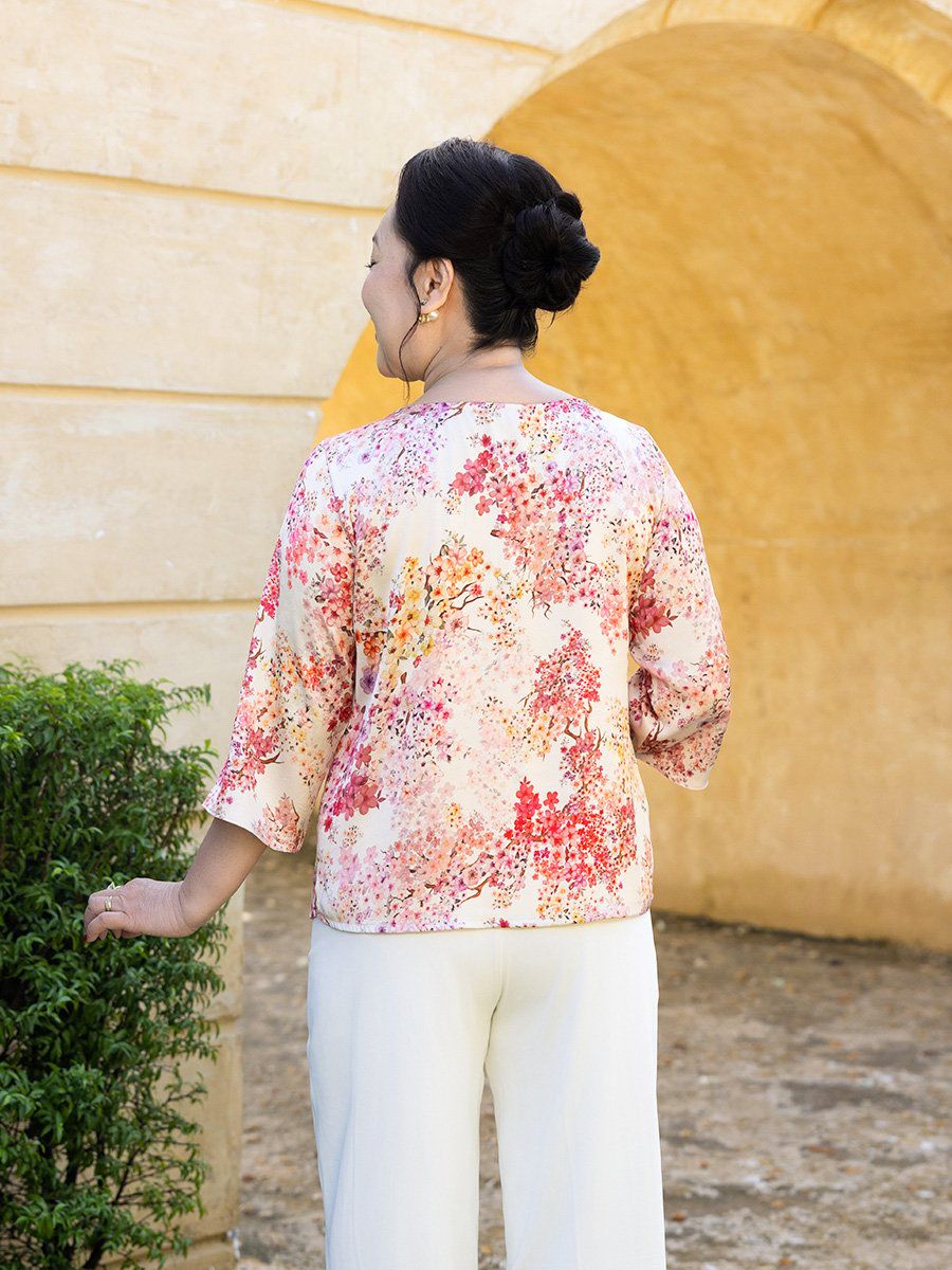  Hạnh - Áo kiểu trung niên cổ cách điệu tay ngắn chất liệu cotton 4427/4.464 