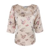  Áo kiểu Hạnh cổ lá trầu kết hạt tay lửng chất liệu cotton 4430/4.591 