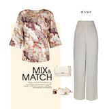  HẠNH - Áo kiểu cổ tròn đính hạt tay lỡ chất liệu Lụa Mẫu Đơn 2489/5.463 