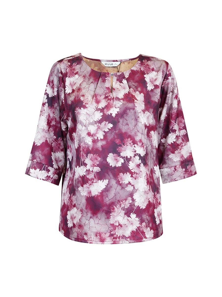  HẠNH - Áo kiểu cổ tròn đính châu tay lỡ chất liệu lụa Mẫu Đơn 4433/5.481 