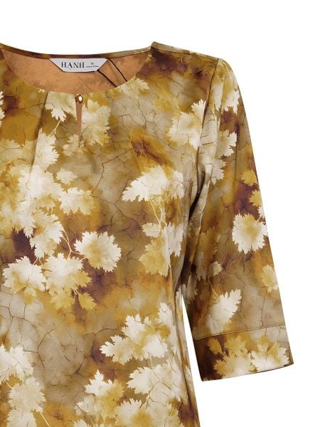  HẠNH - Áo kiểu cổ tròn đính hạt tay lỡ chất liệu lụa Mẫu Đơn 4433/5.484 