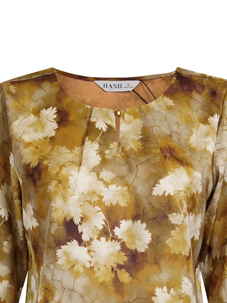  HẠNH - Áo kiểu cổ tròn đính hạt tay lỡ chất liệu lụa Mẫu Đơn 4433/5.484 