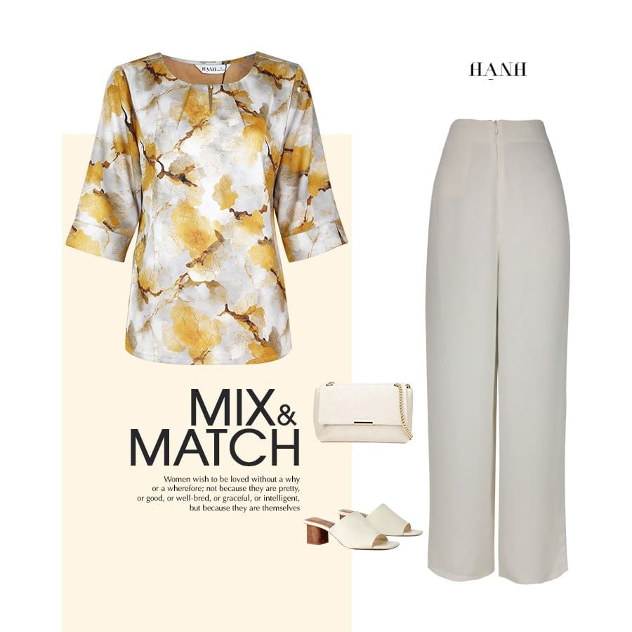  HẠNH - Áo kiểu  cổ tròn đính hạt tay lỡ chất liệu lụa Mẫu Đơn 4433/5.485 