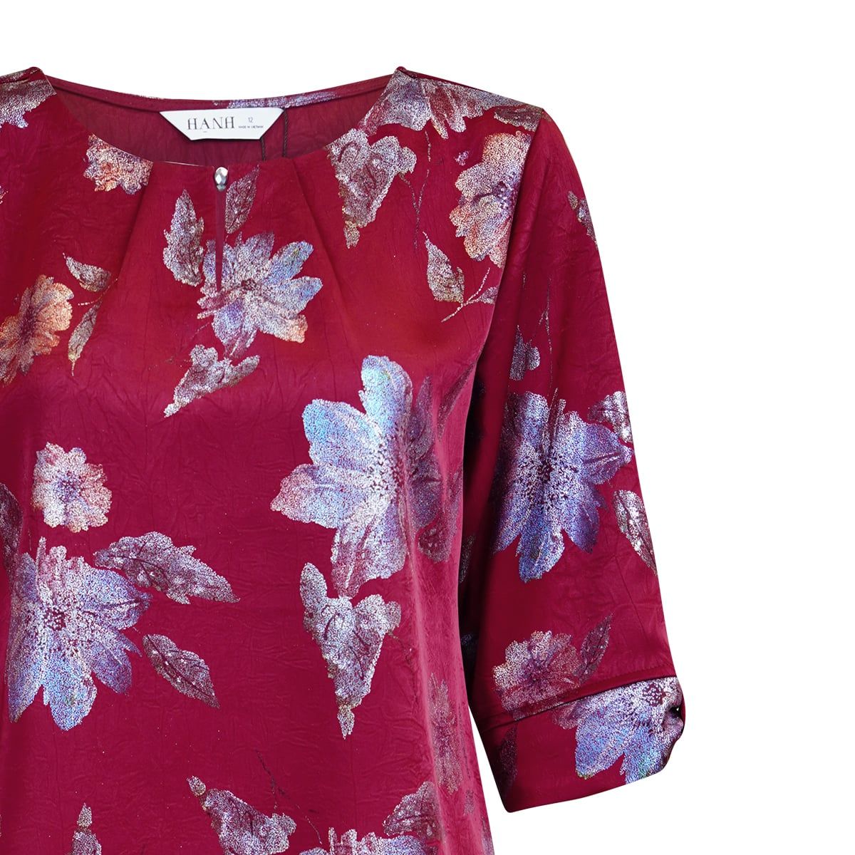  HẠNH - Áo kiểu cổ tròn đíng ngọc trai chất liệu lụa canvan 4433/5.529 