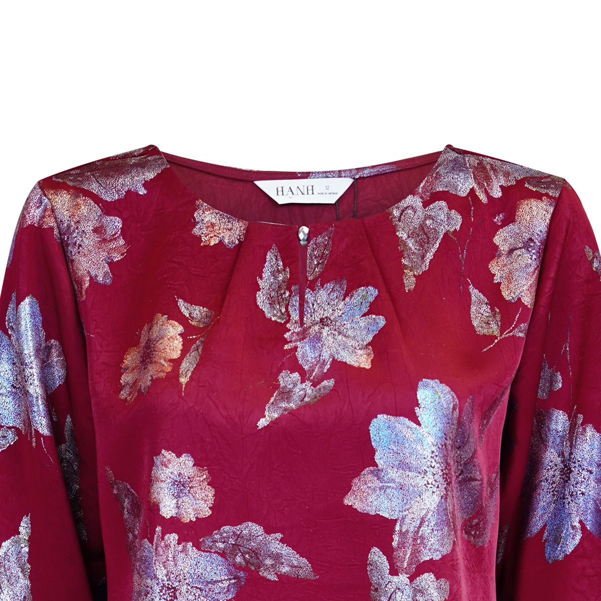  HẠNH - Áo kiểu cổ tròn đíng ngọc trai chất liệu lụa canvan 4433/5.529 