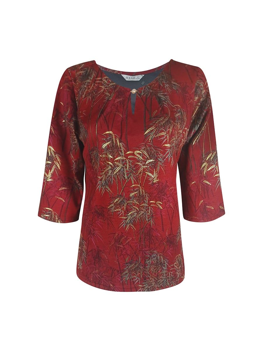  HẠNH - Áo thun Hạnh xẻ V, xếp li, đính hạt châu, tay lửng 4436/5.29 