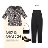  Hạnh - Áo kiểu trung niên cổ tim tay lỡ chất liệu cotton in họa tiết 4437/5.114 