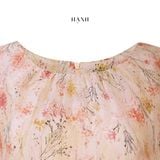  Hạnh Đầm cổ tròn họa tiết, tay ngắn trẻ trung, nữ tính 