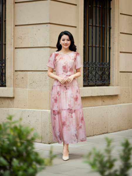  HẠNH - Đầm kiểu chất liệu tơ dập 4620/5.449 