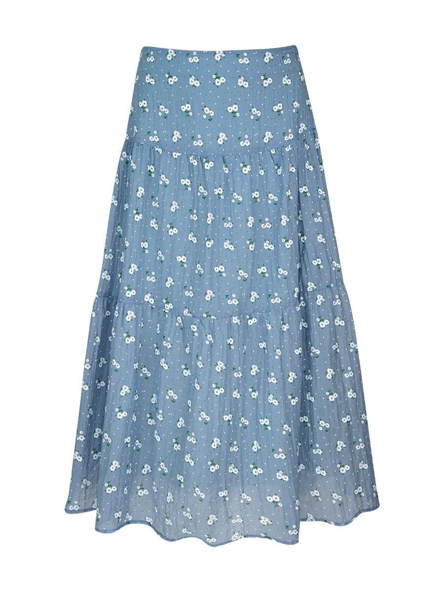  HẠNH - Chân váy hai lớp nhún tạo kiểu chất liệu voan dập in họa tiết 4703/5.520 