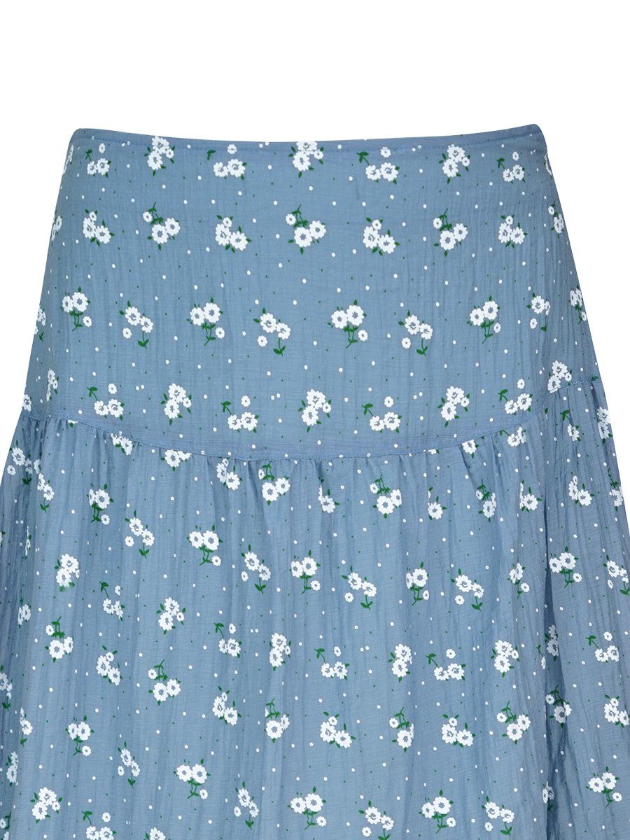  HẠNH - Chân váy hai lớp nhún tạo kiểu chất liệu voan dập in họa tiết 4703/5.520 